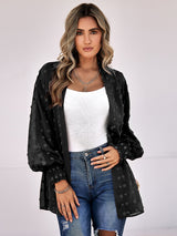 Women's Solid Color Clip Dot Sheer Cardigan Top