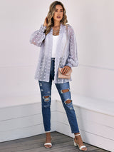 Women's Solid Color Clip Dot Sheer Cardigan Top