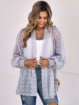 Women's Solid Color Clip Dot Sheer Cardigan Top
