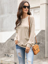 Women's Solid Color Brushed Knit Crewneck Long Sleeve Top