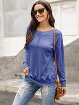 Women's Solid Color Brushed Knit Crewneck Long Sleeve Top