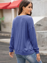 Women's Solid Color Brushed Knit Crewneck Long Sleeve Top