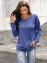 Women's Solid Color Brushed Knit Crewneck Long Sleeve Top