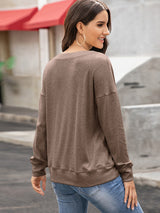 Women's Solid Color Brushed Knit Crewneck Long Sleeve Top