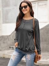 Women's Solid Color Brushed Knit Crewneck Long Sleeve Top