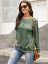 Women's Solid Color Brushed Knit Crewneck Long Sleeve Top