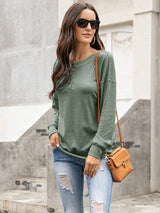 Women's Solid Color Brushed Knit Crewneck Long Sleeve Top