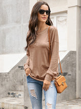 Women's Solid Color Brushed Knit Crewneck Long Sleeve Top