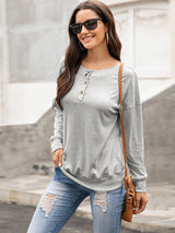 Women's Solid Color Brushed Knit Crewneck Long Sleeve Top
