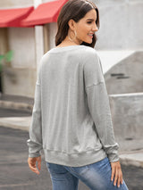 Women's Solid Color Brushed Knit Crewneck Long Sleeve Top
