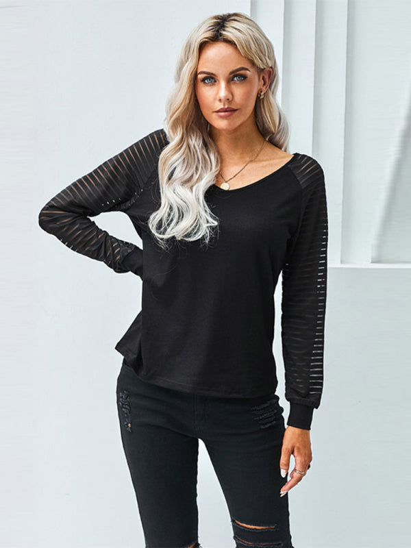 Women's Sheer Sleeve Flowy Shirt