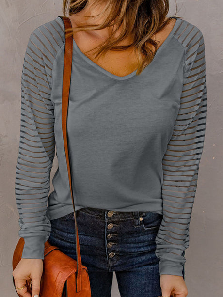 Women's Sheer Sleeve Flowy Shirt
