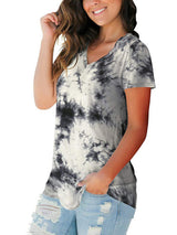 Women's Tie Dye V Neck Short Sleeve T-shirt