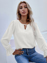 Women's Solid Color Clip Dot Front Keyhole Top