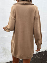 Women's Solid Color Envelope Button Neck Sheath Sweater Dress