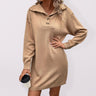Women's Solid Color Envelope Button Neck Sheath Sweater Dress