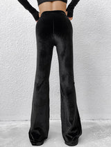Women's Solid Color High Waist Velvet Flare Leggings