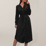 Women's Solid Color Belted Long-sleeve Shirt Dress