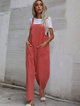 Women's Solid Color Linen Overalls