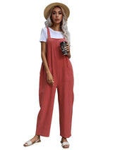Women's Solid Color Linen Overalls