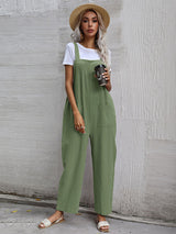 Women's Solid Color Linen Overalls
