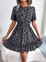 Women's Short Sleeve Polka Dot Mini Dress