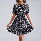 Women's Short Sleeve Polka Dot Mini Dress