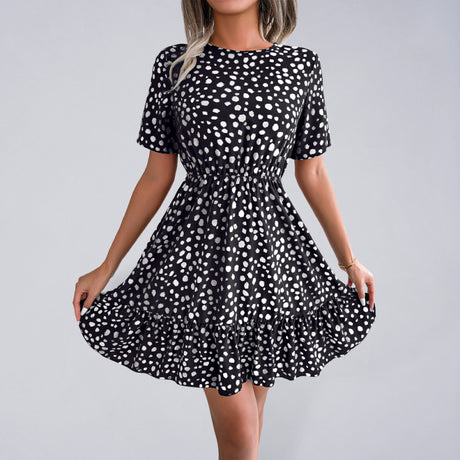 Women's Short Sleeve Polka Dot Mini Dress