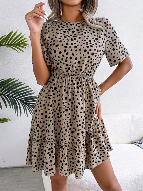 Women's Short Sleeve Polka Dot Mini Dress