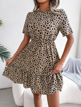 Women's Short Sleeve Polka Dot Mini Dress