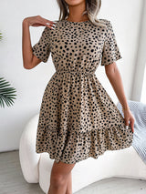 Women's Short Sleeve Polka Dot Mini Dress