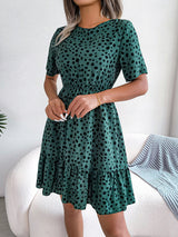 Women's Short Sleeve Polka Dot Mini Dress