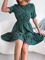 Women's Short Sleeve Polka Dot Mini Dress
