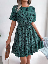 Women's Short Sleeve Polka Dot Mini Dress