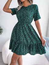Women's Short Sleeve Polka Dot Mini Dress