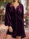 Women's Long Sleeve Velvet Mini Shirt Dress