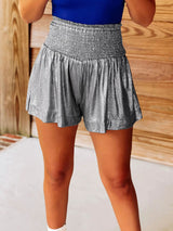 Women's Smocked Pull-on Glitter Shorts