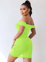 Women's Off-the-shoulder Ruched Sheath Mini-dress