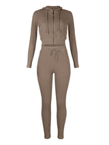 Women's Sloid Color Hoodie & Pants Lounge Set