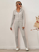 Women's Sloid Color Hoodie & Pants Lounge Set