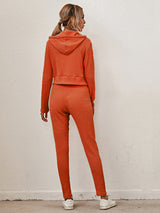 Women's Sloid Color Hoodie & Pants Lounge Set