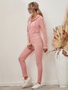 Women's Sloid Color Hoodie & Pants Lounge Set