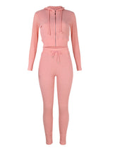 Women's Sloid Color Hoodie & Pants Lounge Set