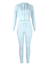 Women's Sloid Color Hoodie & Pants Lounge Set