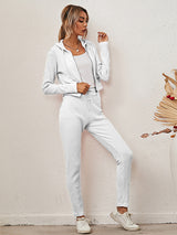 Women's Sloid Color Hoodie & Pants Lounge Set