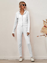 Women's Sloid Color Hoodie & Pants Lounge Set