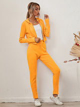 Women's Sloid Color Hoodie & Pants Lounge Set