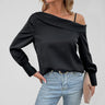 Women's Solid Color Cold Shoulder Stripe Long Sleeve Top