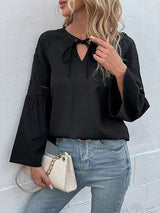 Women's Solid Color Tie Front Top
