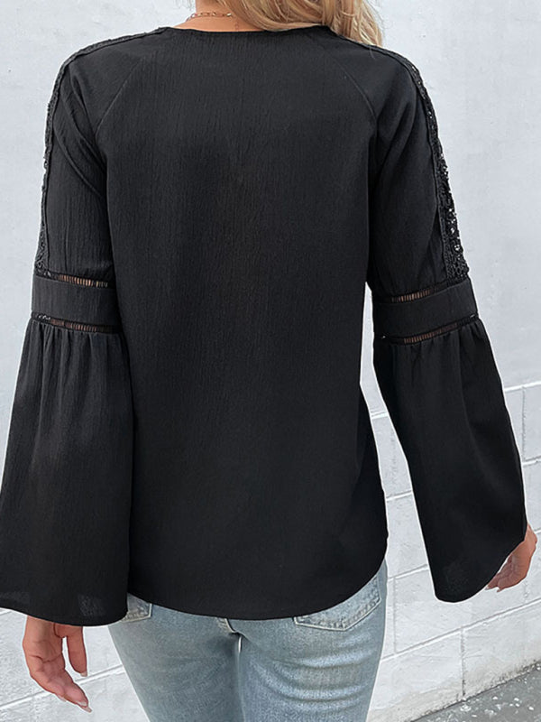 Women's Solid Color Tie Front Top